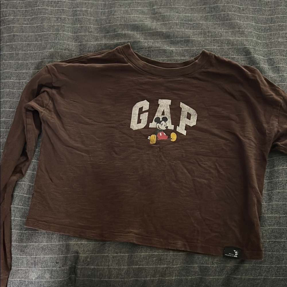 GAP Chocolate Brown Mickey Mouse Long Sleeve Tee
